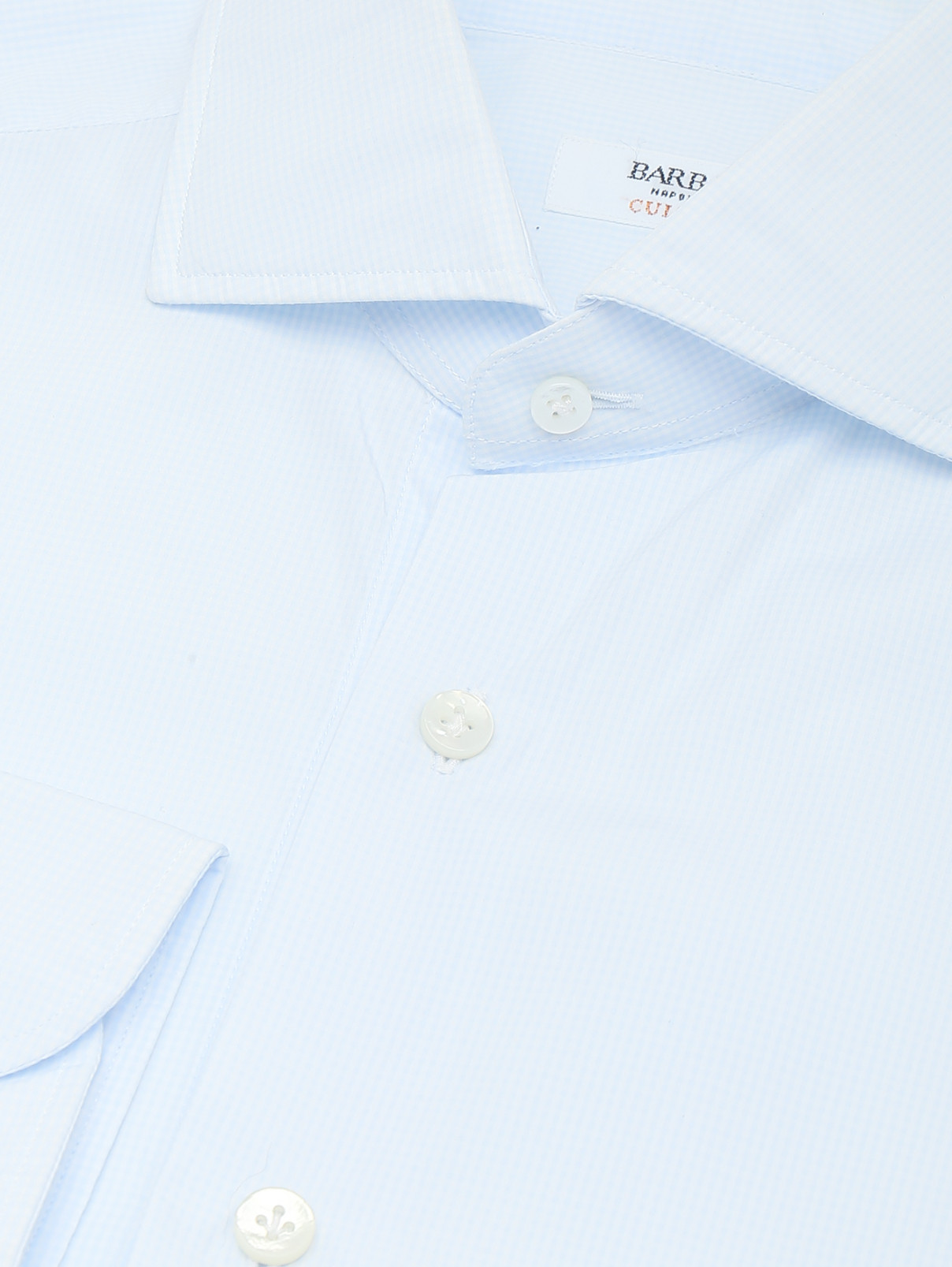 Рубашка из хлопка с узором "клетка" Barba Napoli  –  Деталь  – Цвет:  Белый