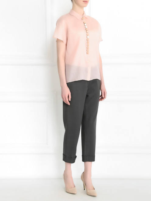 Блуза из хлопка и шелка с металлической фурнитурой Kira Plastinina - Модель Общий вид