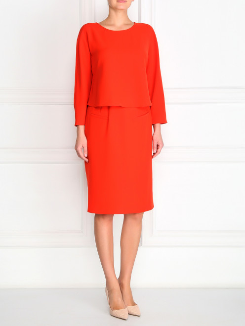 Платье прямого фасона с боковыми карманами Armani Collezioni - Модель Общий вид