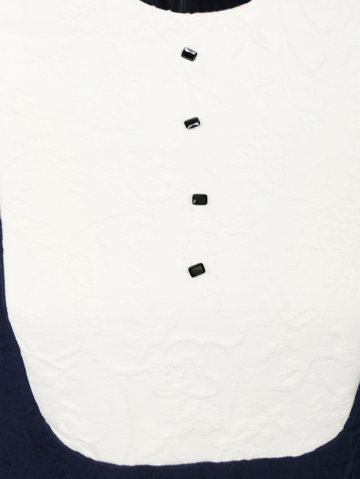 Платье из хлопка с короткими рукавами и контрастной встакой Vilshenko  –  Деталь  – Цвет:  Синий