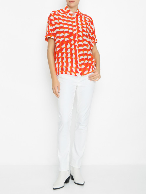 Блуза из шелка с принтом Barba Napoli - МодельОбщийВид