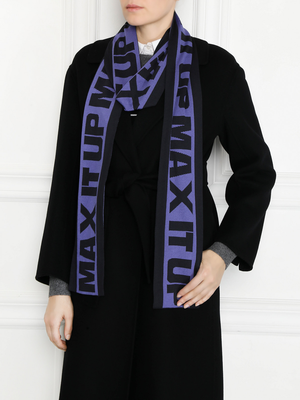Трикотажный шарф с узором Max&Co  –  МодельВерхНиз  – Цвет:  Синий
