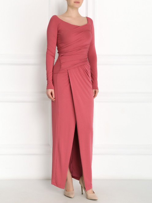 Платье-макси с асимметричной драпировкой Donna Karan - Модель Общий вид