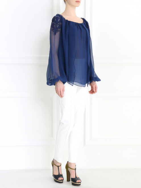 Блуза из шелка с декоративной отделкой Zuhair Murad - Модель Общий вид