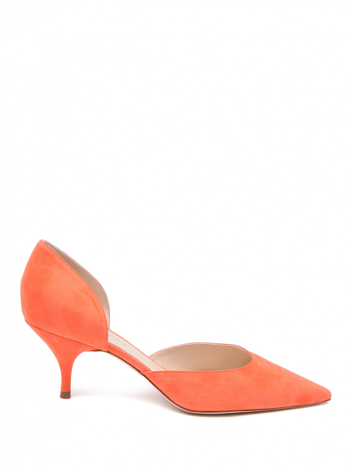 Туфли из замши на среднем каблуке Nina Ricci  –  Обтравка1  – Цвет:  Оранжевый