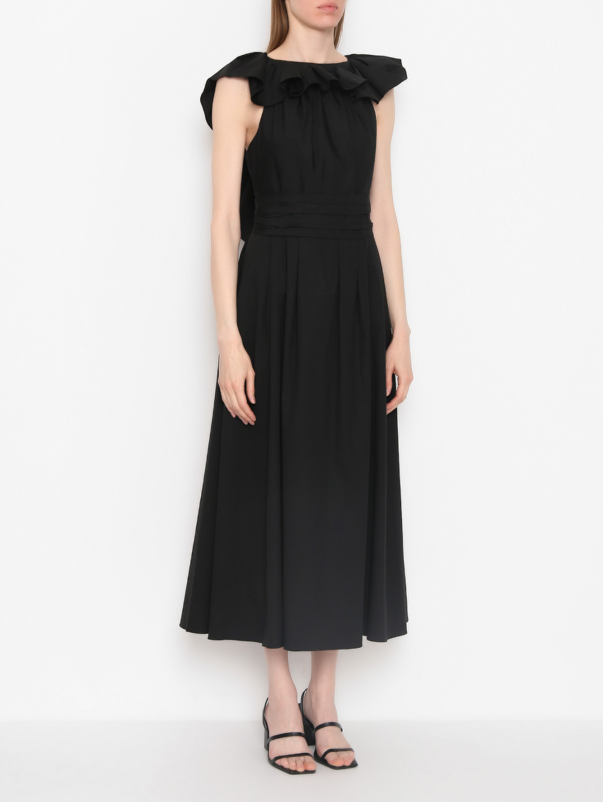 Платье-миди из хлопка Carolina Herrera  –  МодельВерхНиз  – Цвет:  Черный