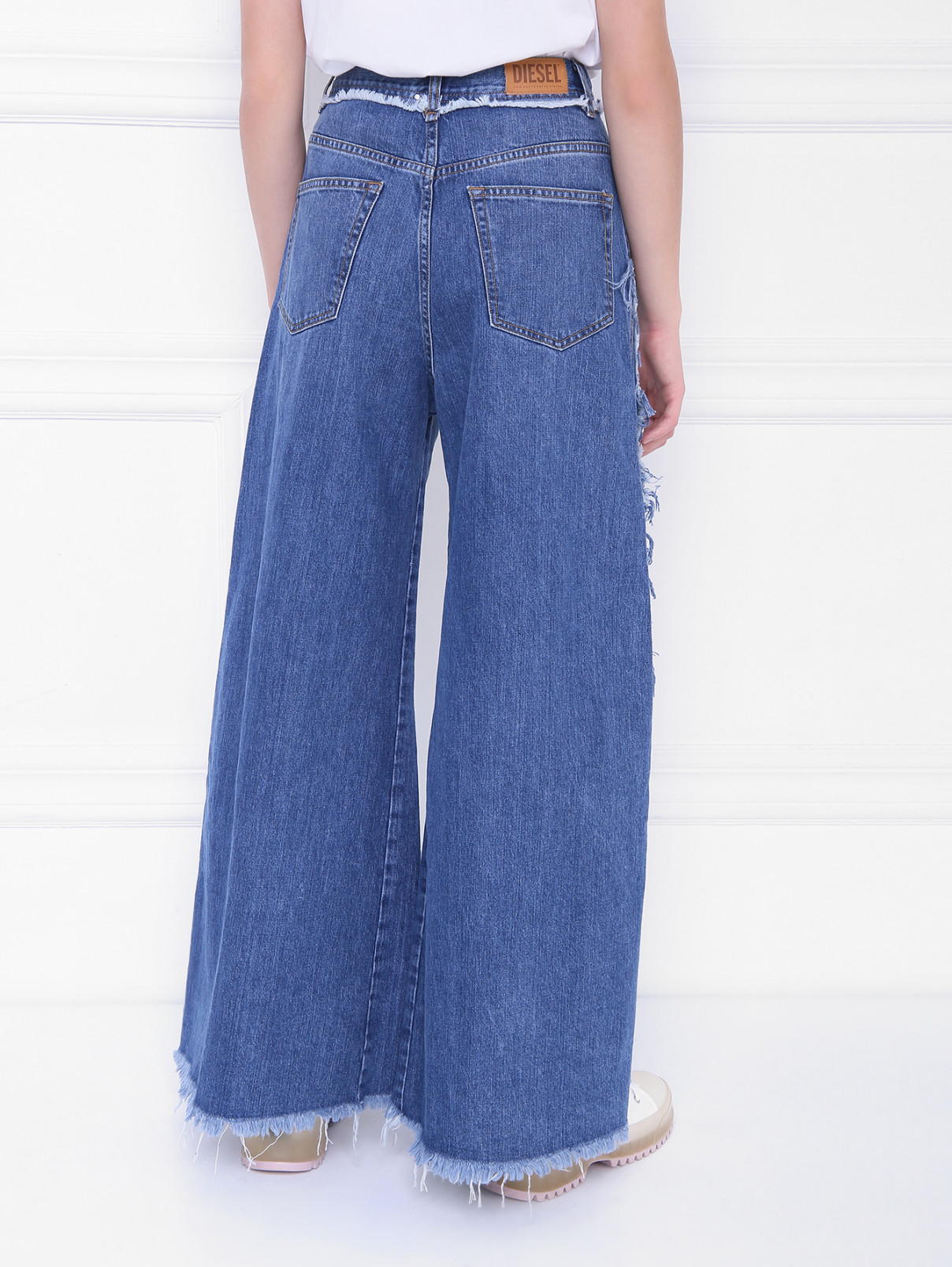 Широкие джинсы с разрезами Diesel – МодельВерхНиз1 – Цвет: Синий