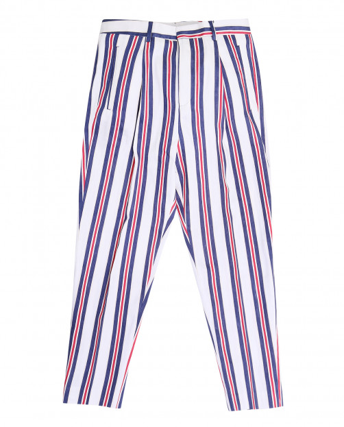 Полосатые брюки из льна и хлопка - Общий вид