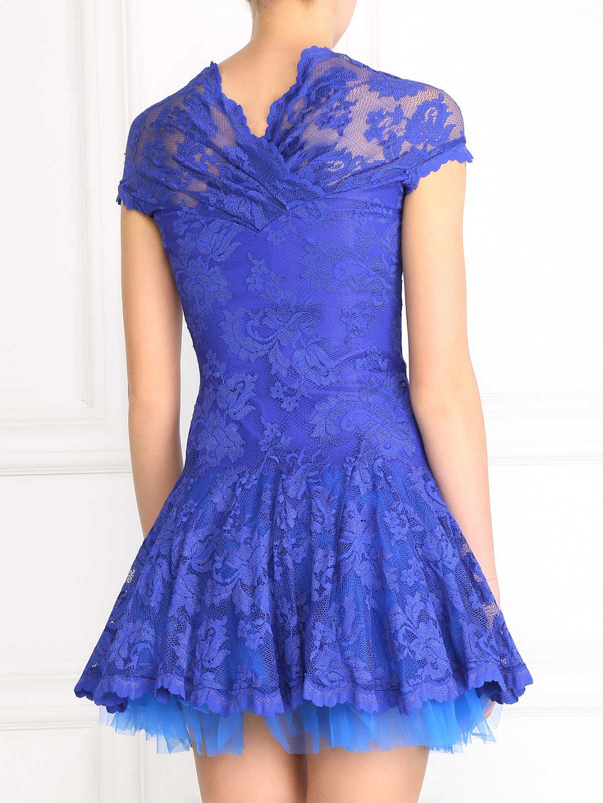 Платье из кружевного полотна с пышной юбкой Olvi's  –  Модель Верх-Низ1  – Цвет:  Синий
