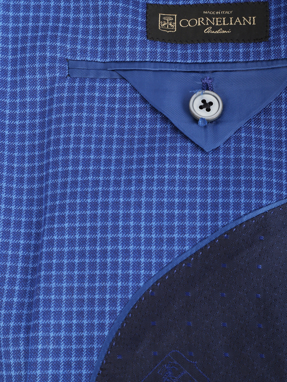Пиджак из шерсти с узором "клетка" Corneliani  –  Деталь2  – Цвет:  Синий