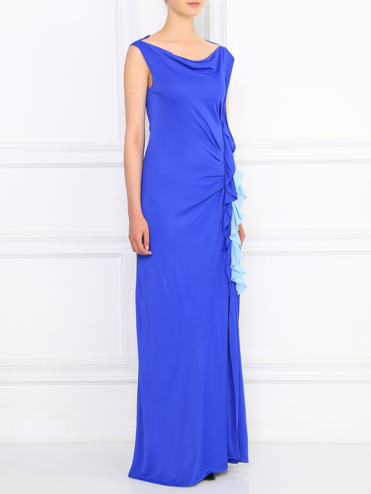 Платье-макси с драпировкой Emanuel Ungaro  –  Модель Общий вид  – Цвет:  Синий