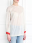Блуза из хлопка и шелка с узором "полоска" и контрастной отделкой Alysi  –  МодельВерхНиз