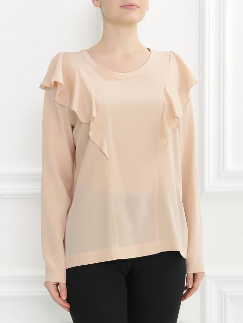 Блуза из шелка с декоративной отделкой - Модель Верх-Низ