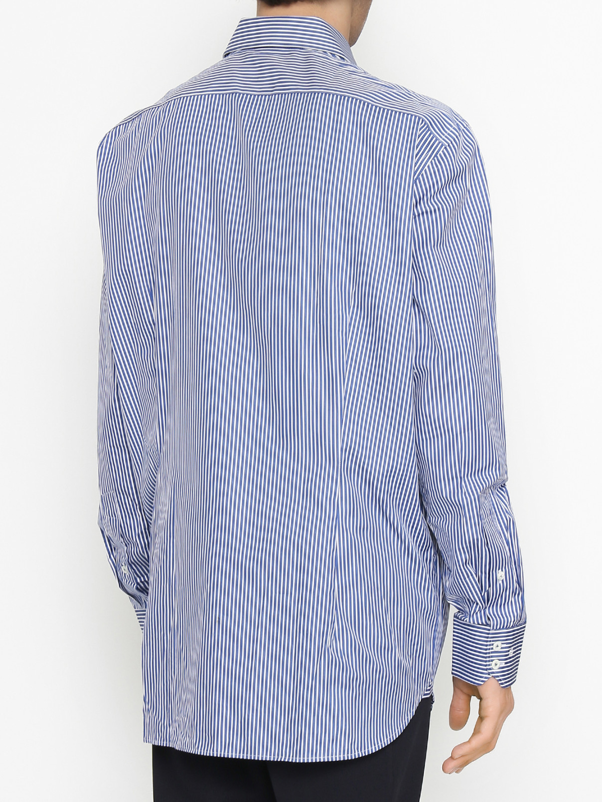 Рубашка из хлопка с узором Van Laack  –  МодельВерхНиз1  – Цвет:  Синий