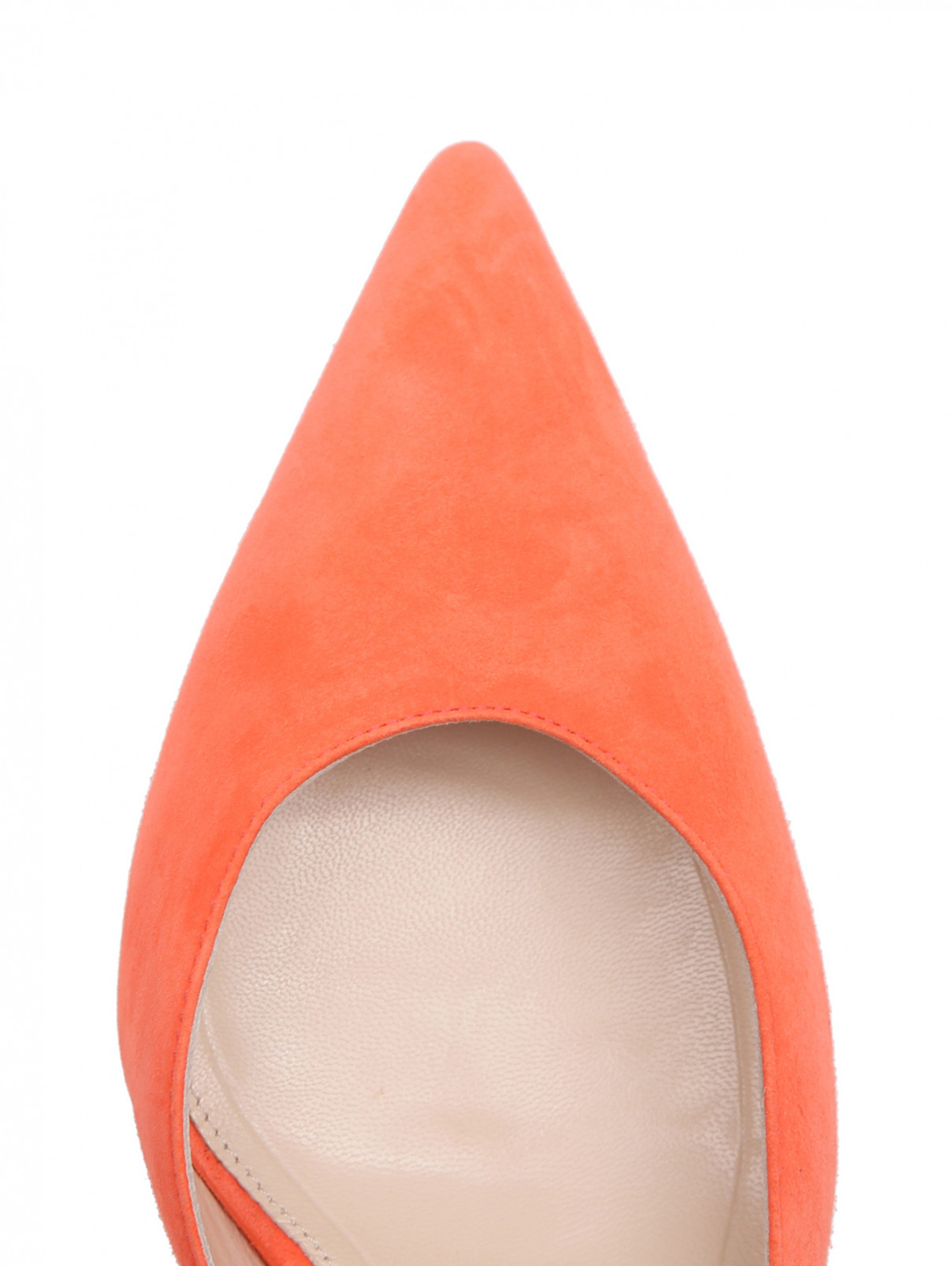 Туфли из замши на среднем каблуке Nina Ricci  –  Обтравка3  – Цвет:  Оранжевый