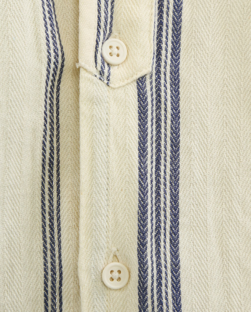 Хлопковая рубашка в полоску без воротника с карманами на груди Swildens - Деталь