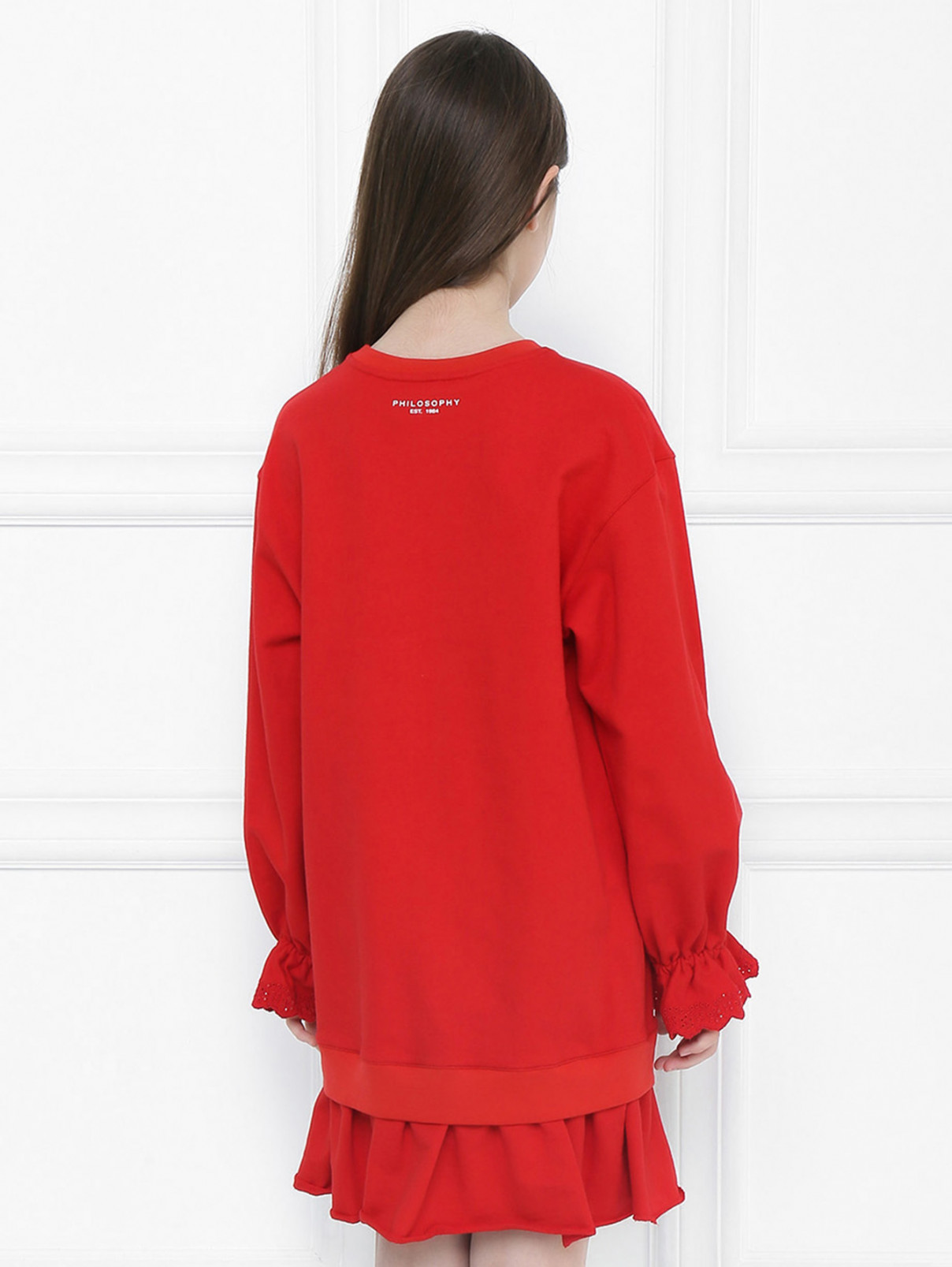 Трикотажное платье с принтом Philosophy di Lorenzo Serafini  –  МодельВерхНиз1  – Цвет:  Красный