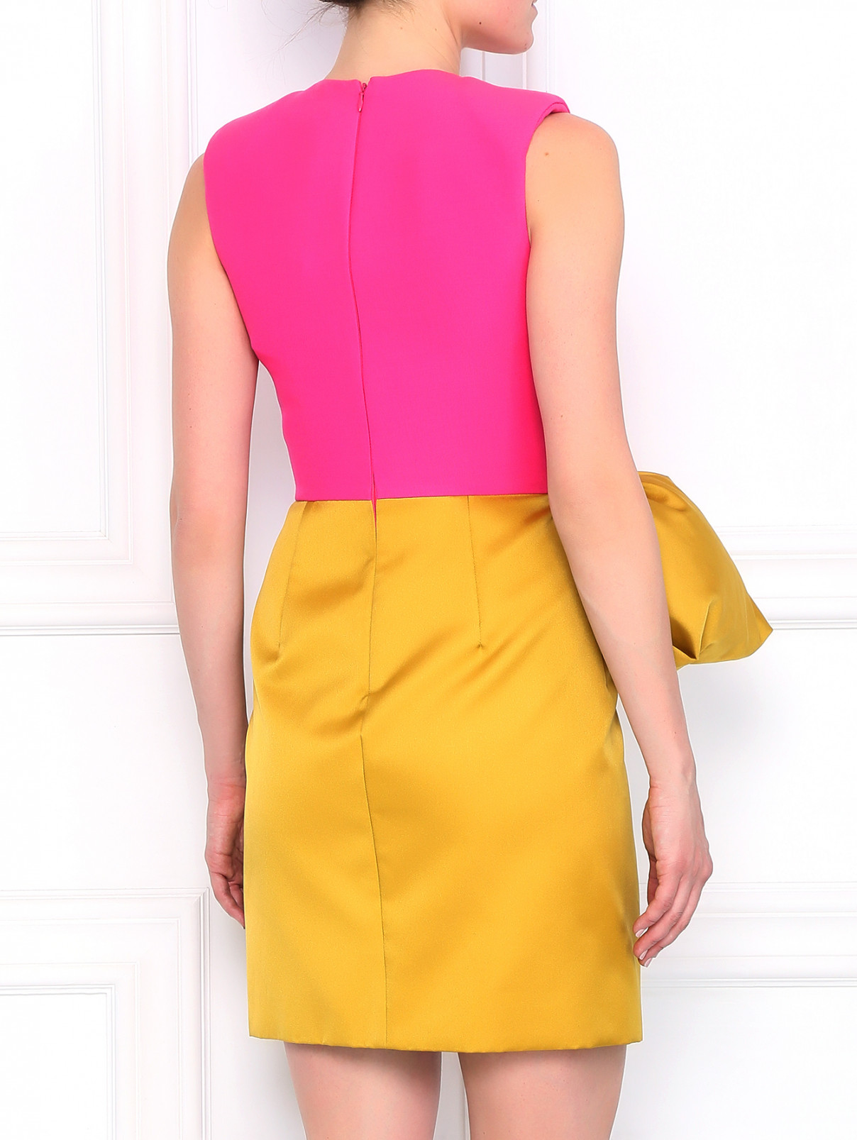 Платье тюльпан из шерсти и шелка с декором Giambattista Valli  –  Модель Верх-Низ1  – Цвет:  Розовый