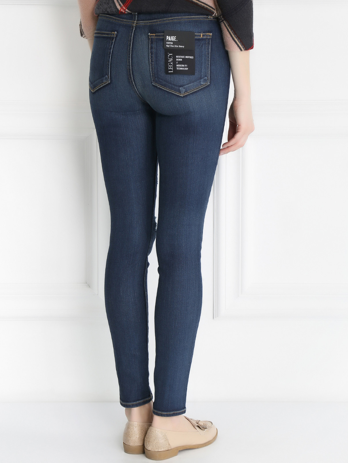Узкие джинсы с потертостями Paige  –  Модель Верх-Низ1  – Цвет:  Синий