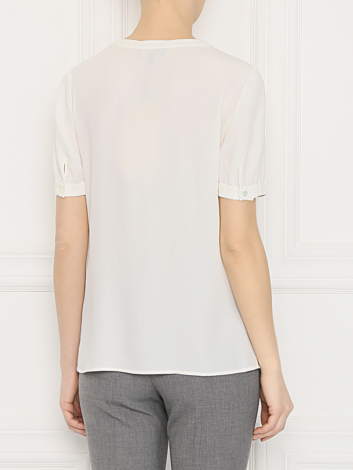 Блуза из смешанного шелка с короткими рукавами Luisa Spagnoli  –  МодельВерхНиз1  – Цвет:  Белый