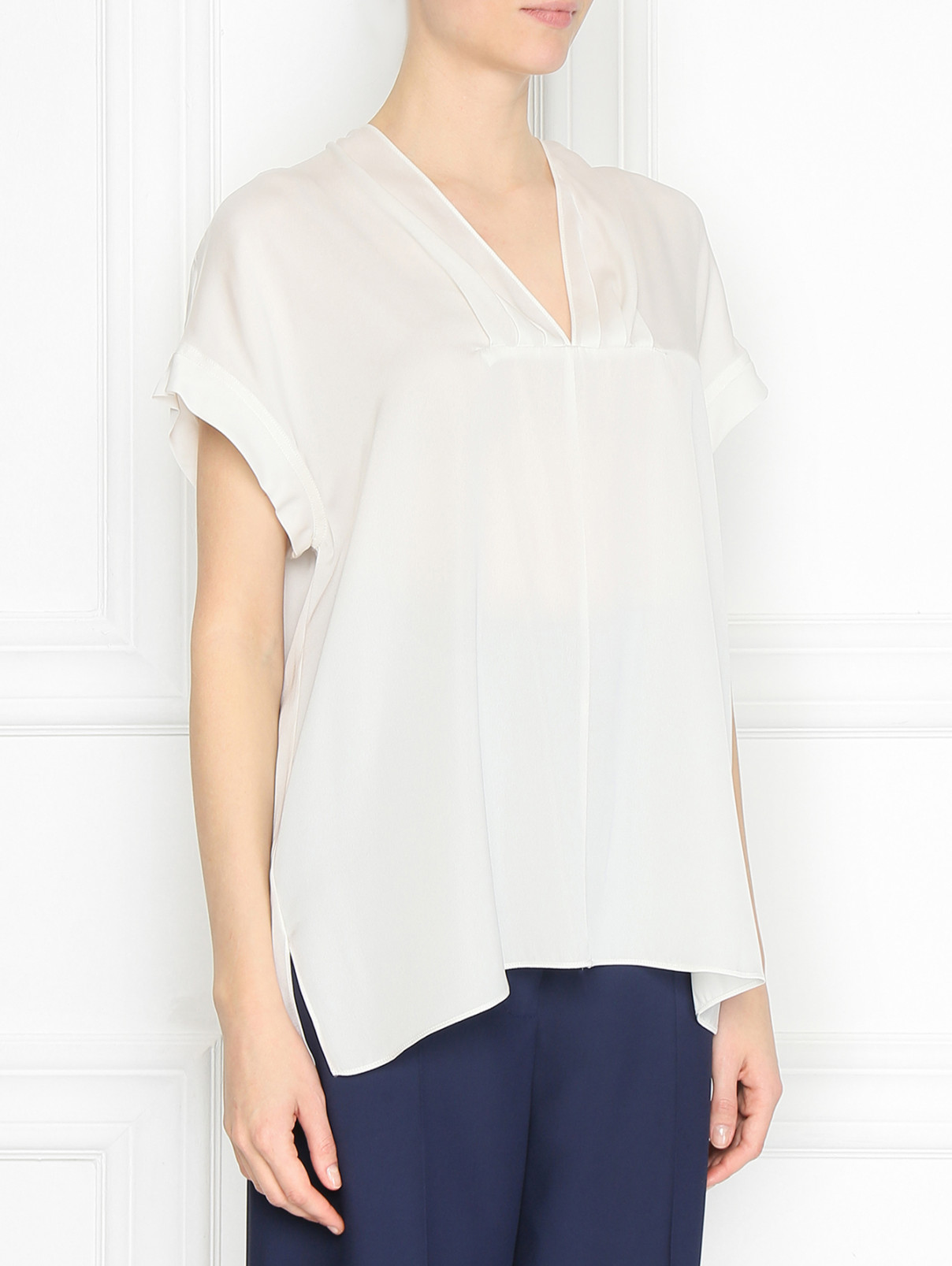 Блуза из шелка с драпировкой By Malene Birger  –  МодельВерхНиз  – Цвет:  Белый