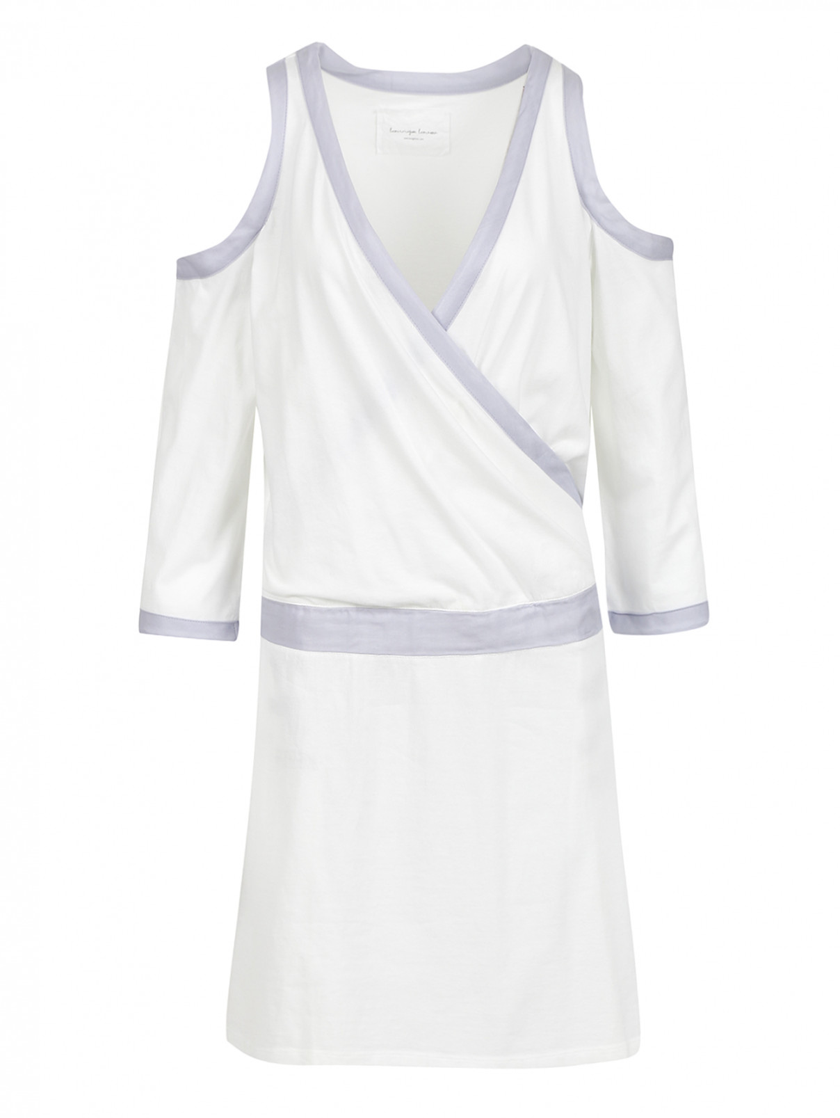Платье с открытыми плечами из хлопка и шелка Lounge Lover  –  Общий вид  – Цвет:  Белый