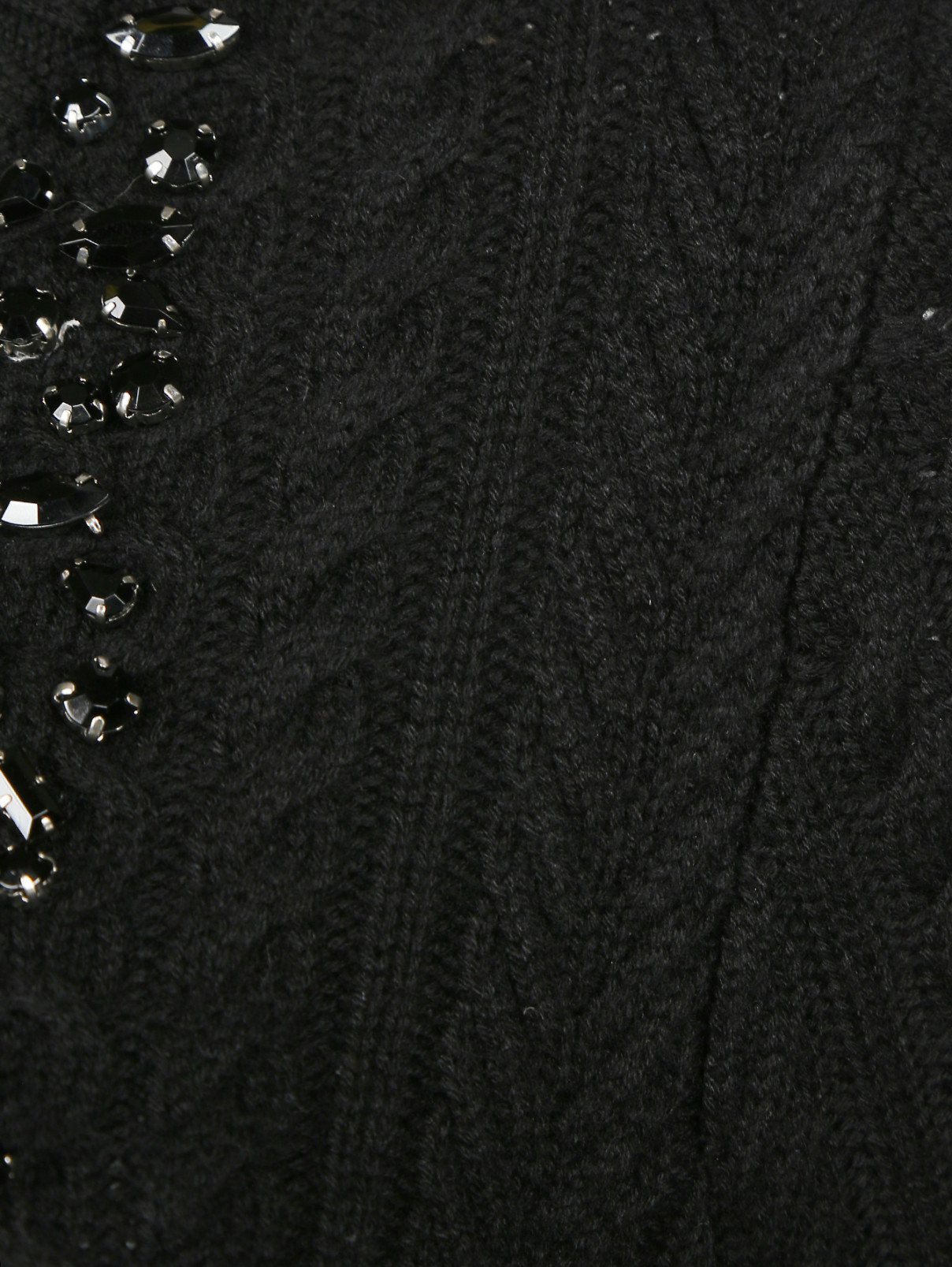 Джемпер из смешанной шерсти декорированный кристаллами Michael by Michael Kors  –  Деталь  – Цвет:  Черный
