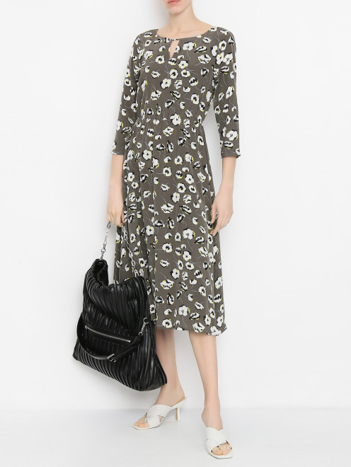 Платье из вискозы с цветочным принтом Comma - МодельОбщийВид