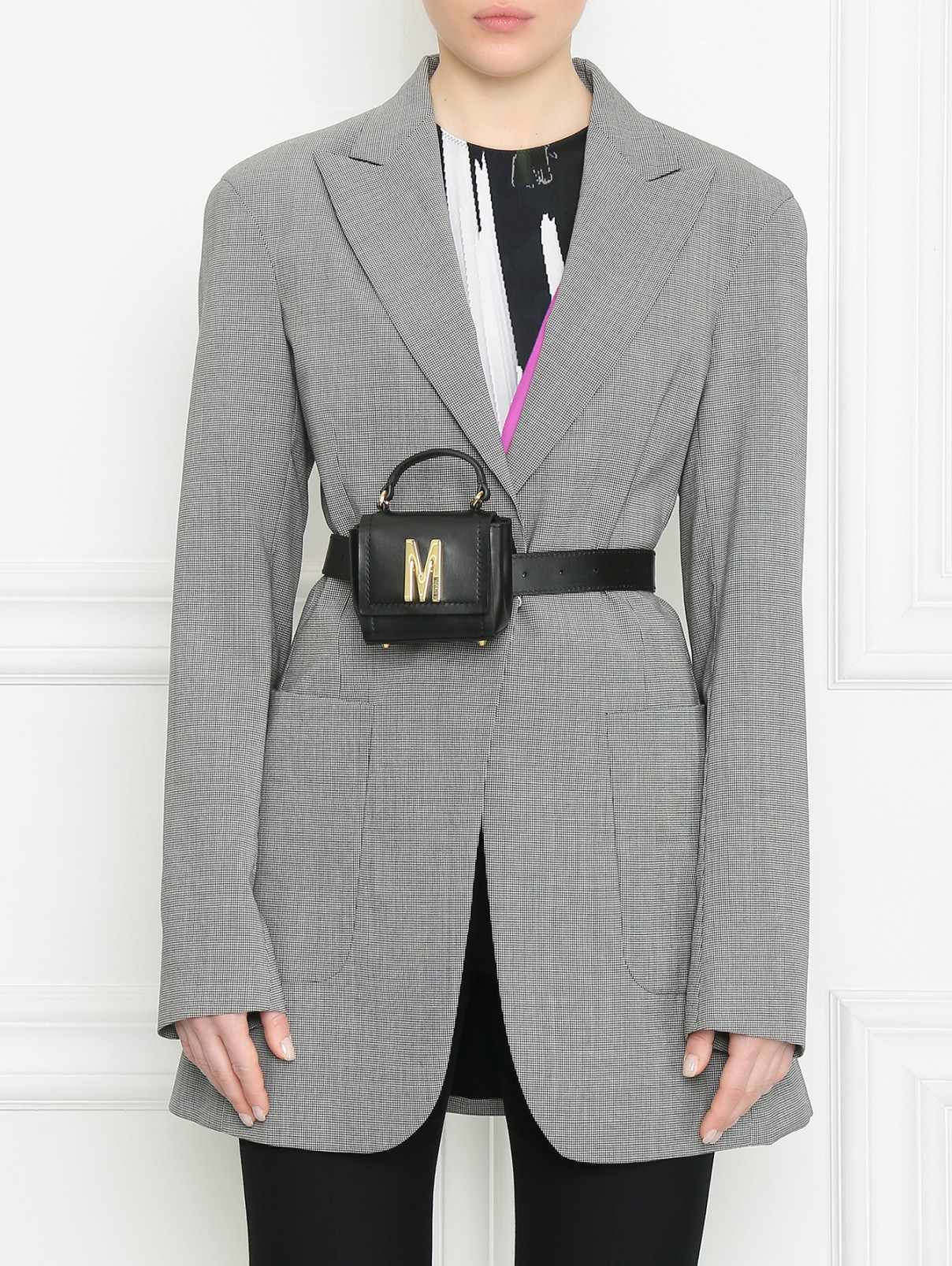 Мини-сумка с логотипом на цепочке Moschino  –  МодельВерхНиз  – Цвет:  Черный