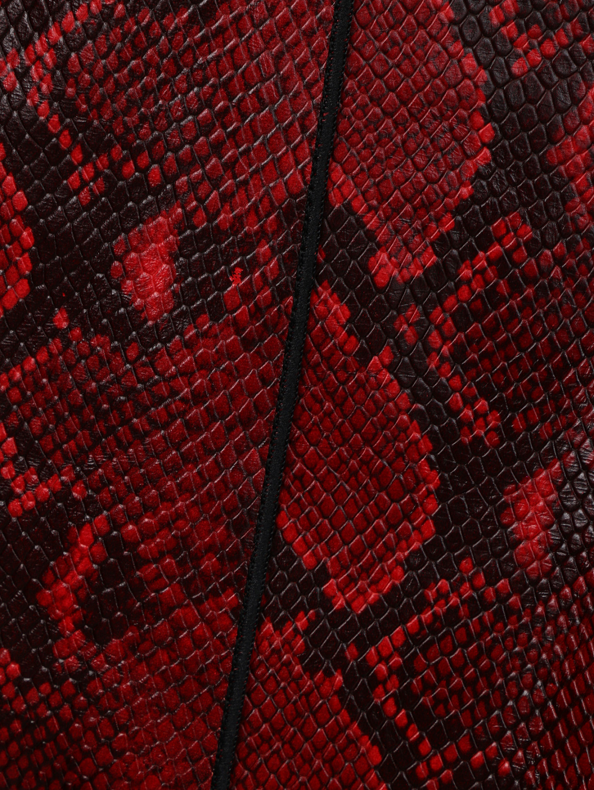Юбка-трапеция из кожи с тиснением под рептилию Marc Jacobs  –  Деталь  – Цвет:  Красный