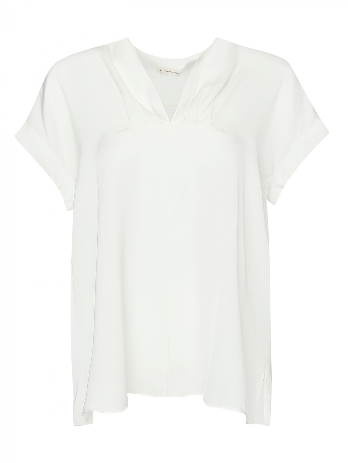 Блуза из шелка с драпировкой By Malene Birger  –  Общий вид  – Цвет:  Белый