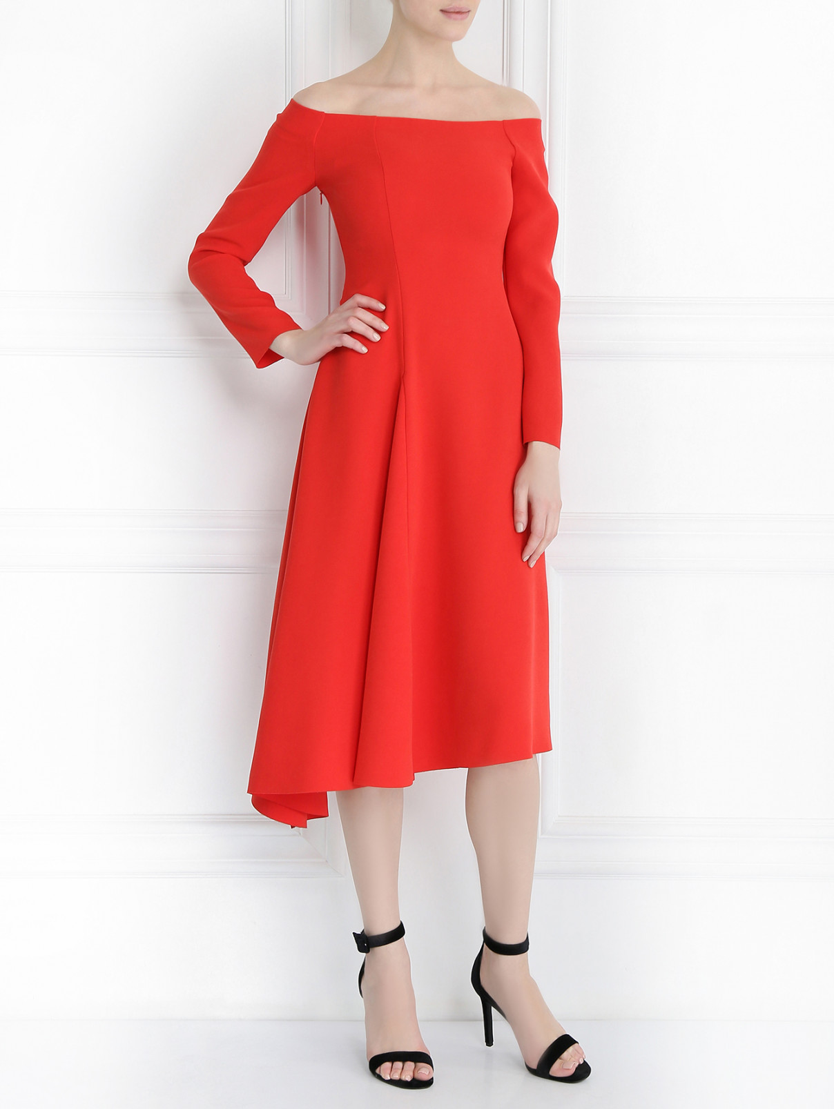 Платье свободного кроя с открытыми плечами Edition10  –  Модель Общий вид  – Цвет:  Красный