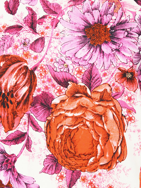 Свитшот из хлопка с цветочным принтом с бахромой - Деталь