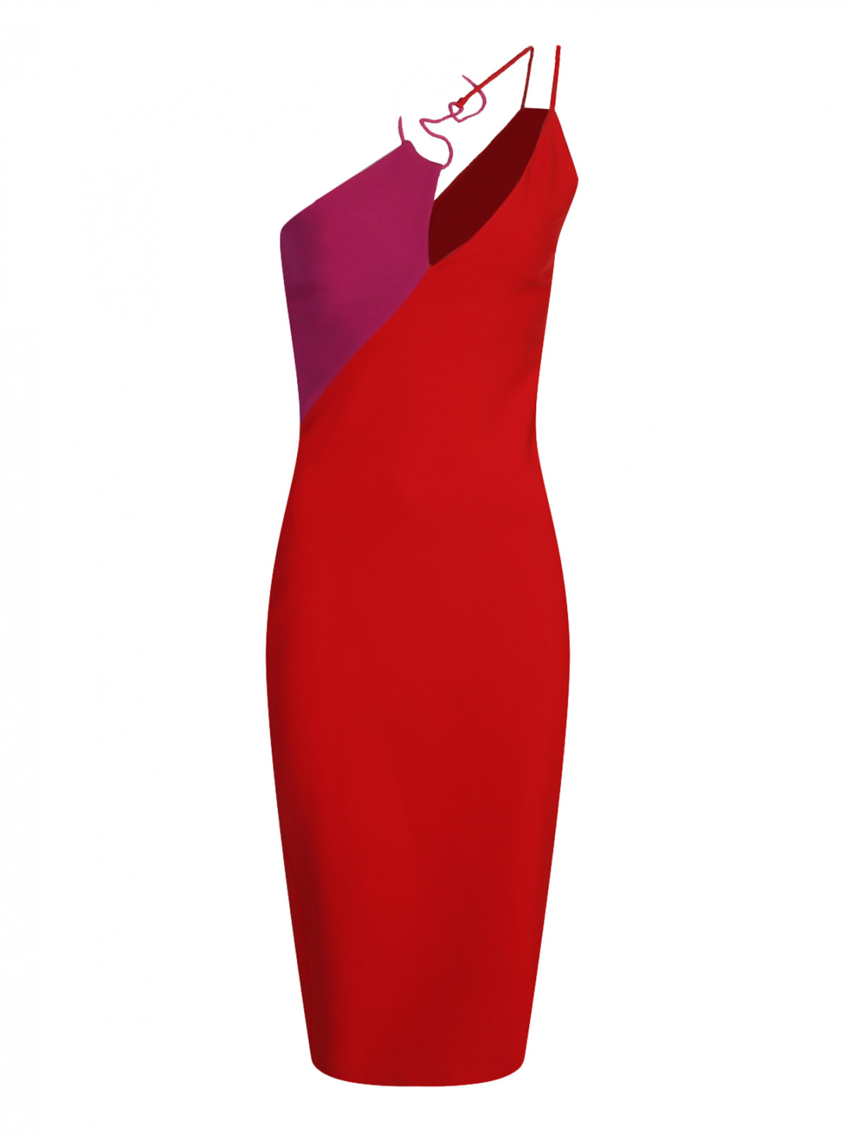 Платье-футляр с контрастной отделкой Cushnie et Ochs  –  Общий вид  – Цвет:  Красный