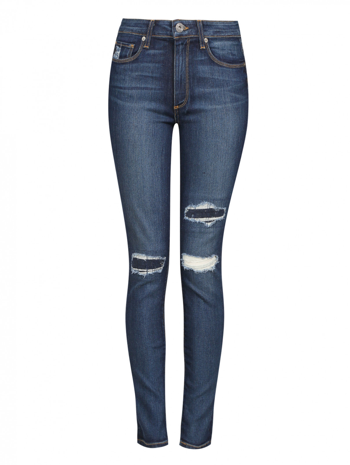 Узкие джинсы с потертостями Paige  –  Общий вид  – Цвет:  Синий